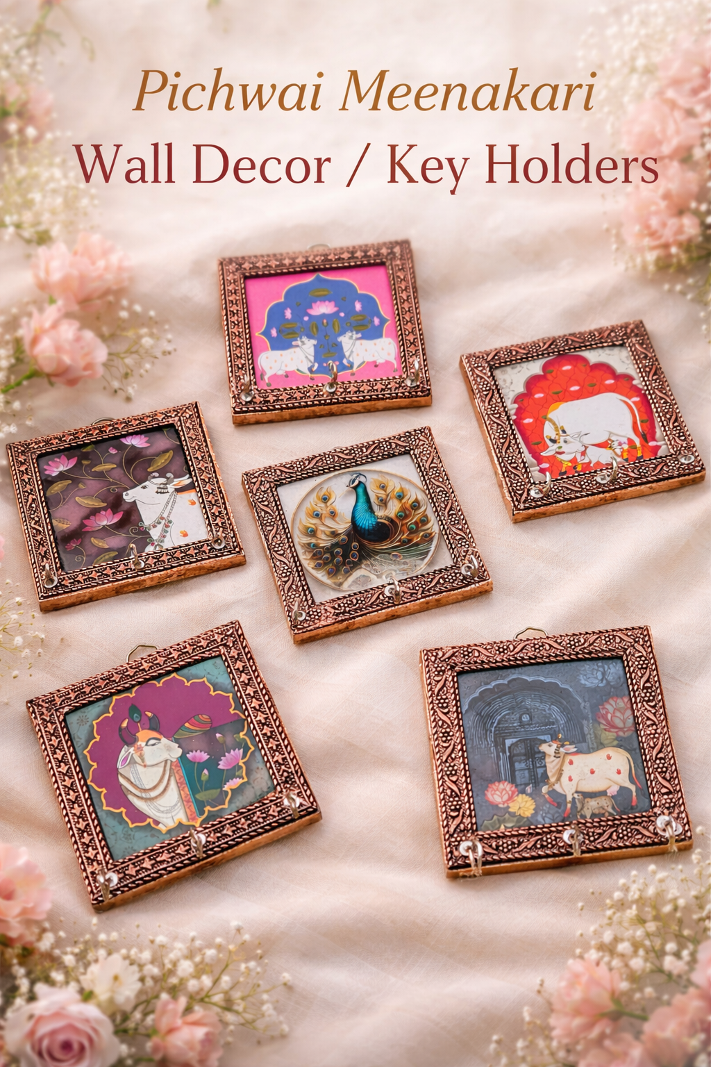 Pichwai Meenakari Wall Decor / Key Holder