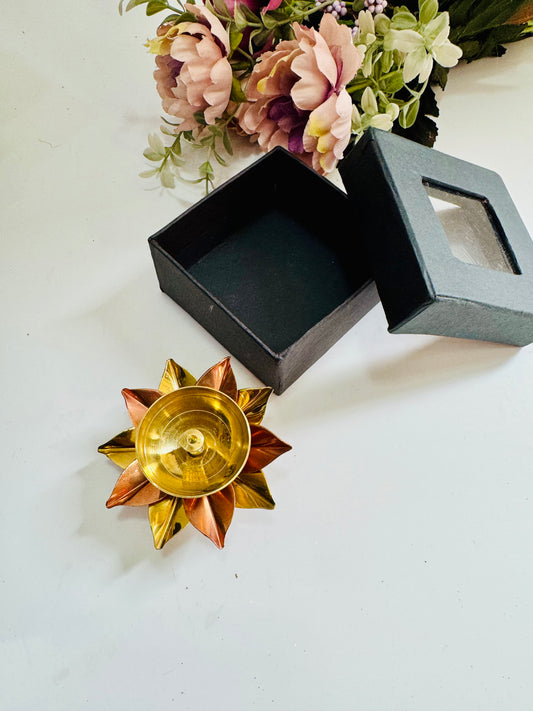 Lotus Metal Diya with Box