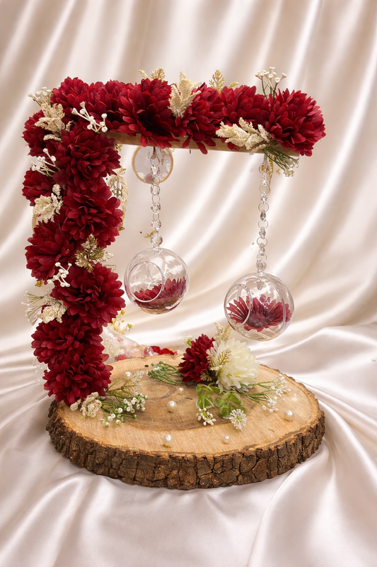 Floral Ring Platter with Hanging Glass Globes (1 Pc)