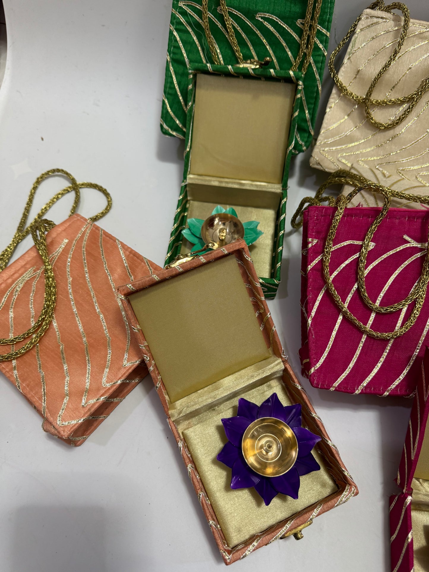 Gota MDF Boxed Lotus Diya with Matching Bag
