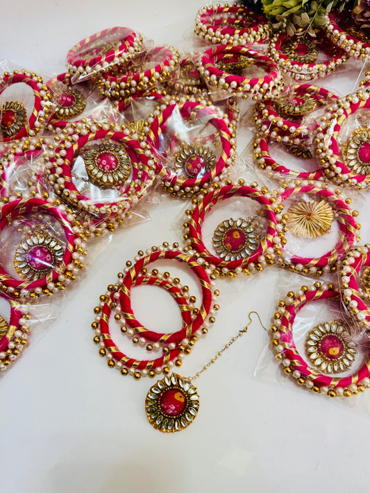 Gota beads bangles + mangtika (mix colors)