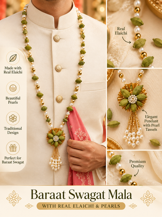 Royal Baraat Swagat Mala with Real Elaichi & Pearls