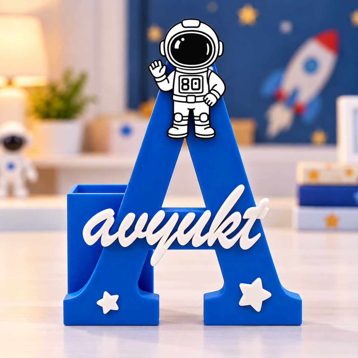 Space Theme Personalised Name Stand & Pen Holder