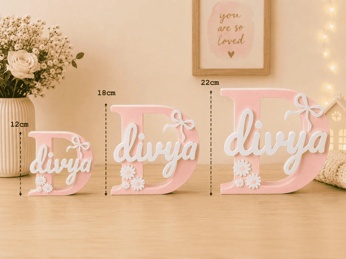 Bow Theme Personalised 3D Printed Name Stand