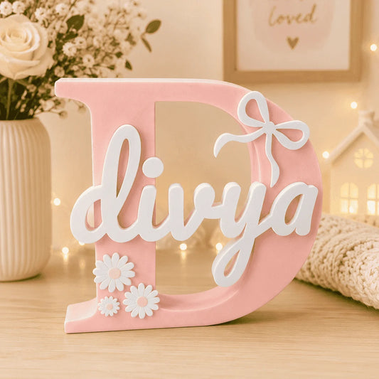 Bow Theme Personalised 3D Printed Name Stand