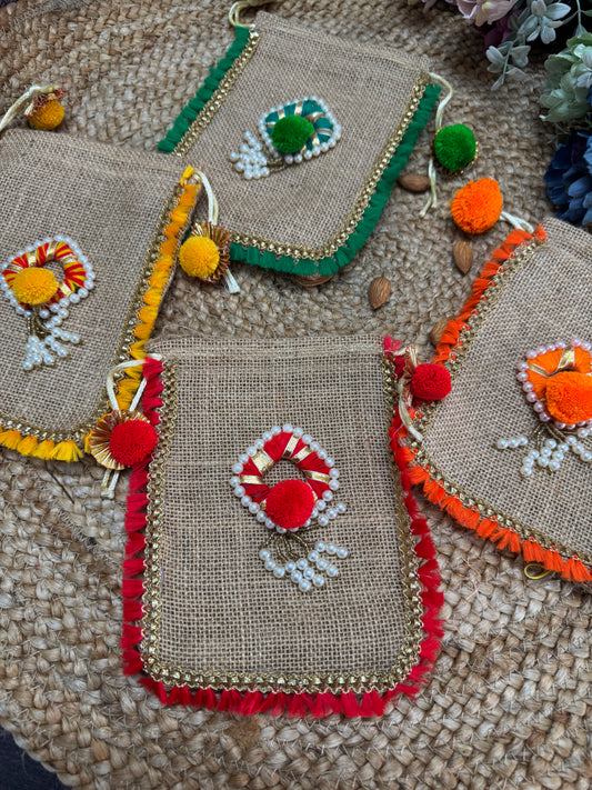 Lohri Sankranti Jute Potli Bag 5×7 Inch | Festive Return Gifts & Wedding Favours