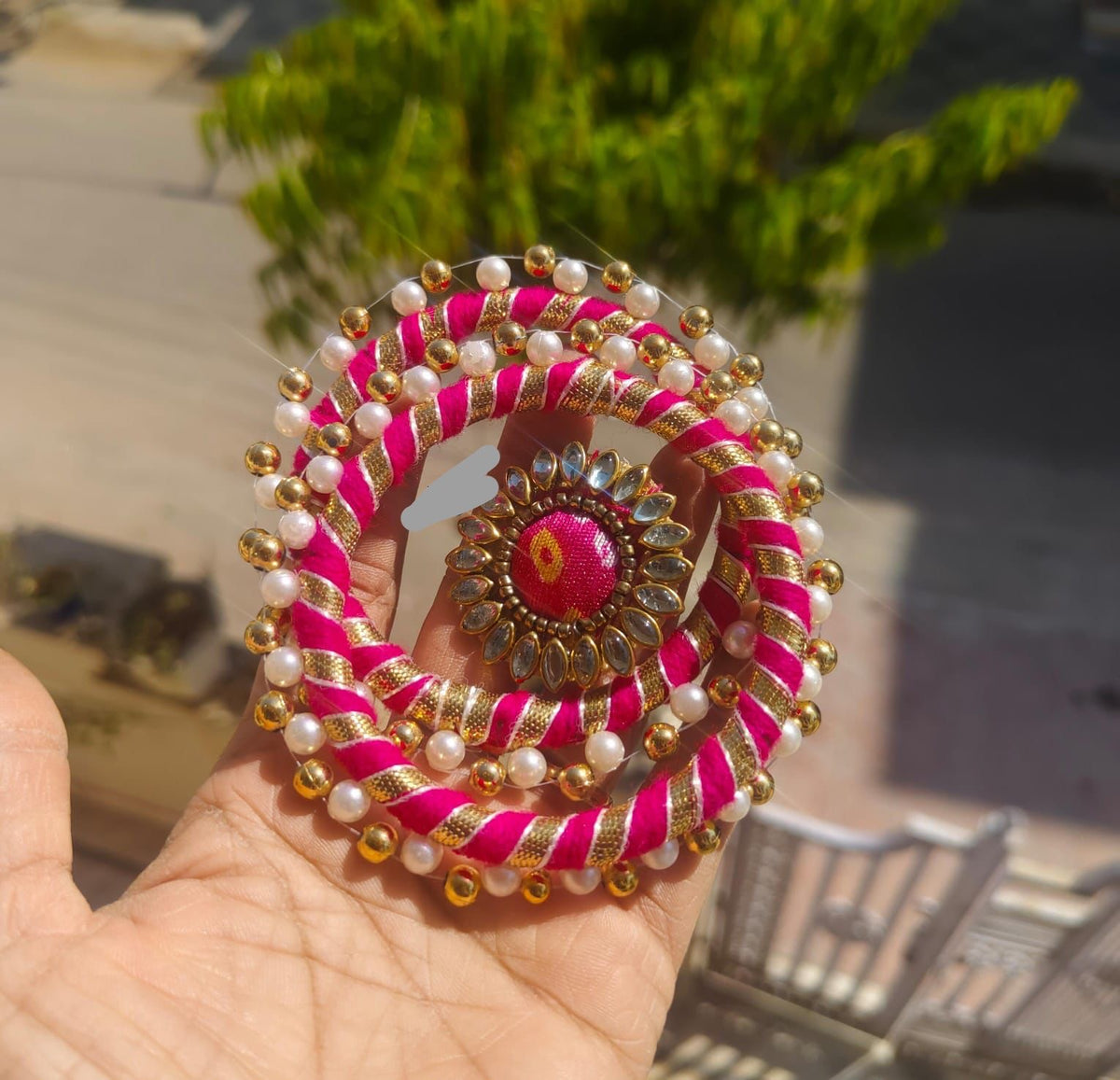 Thread Pearls Bangles and Bandheh  ring set