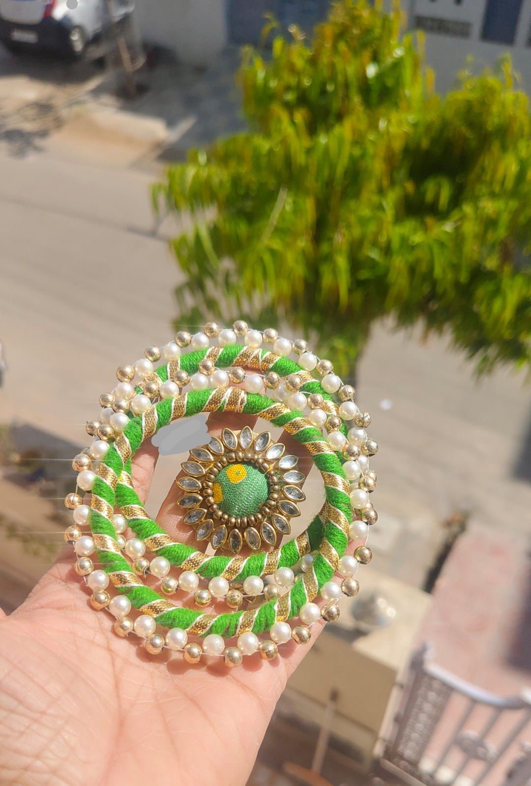 Thread Pearls Bangles and Bandheh  ring set