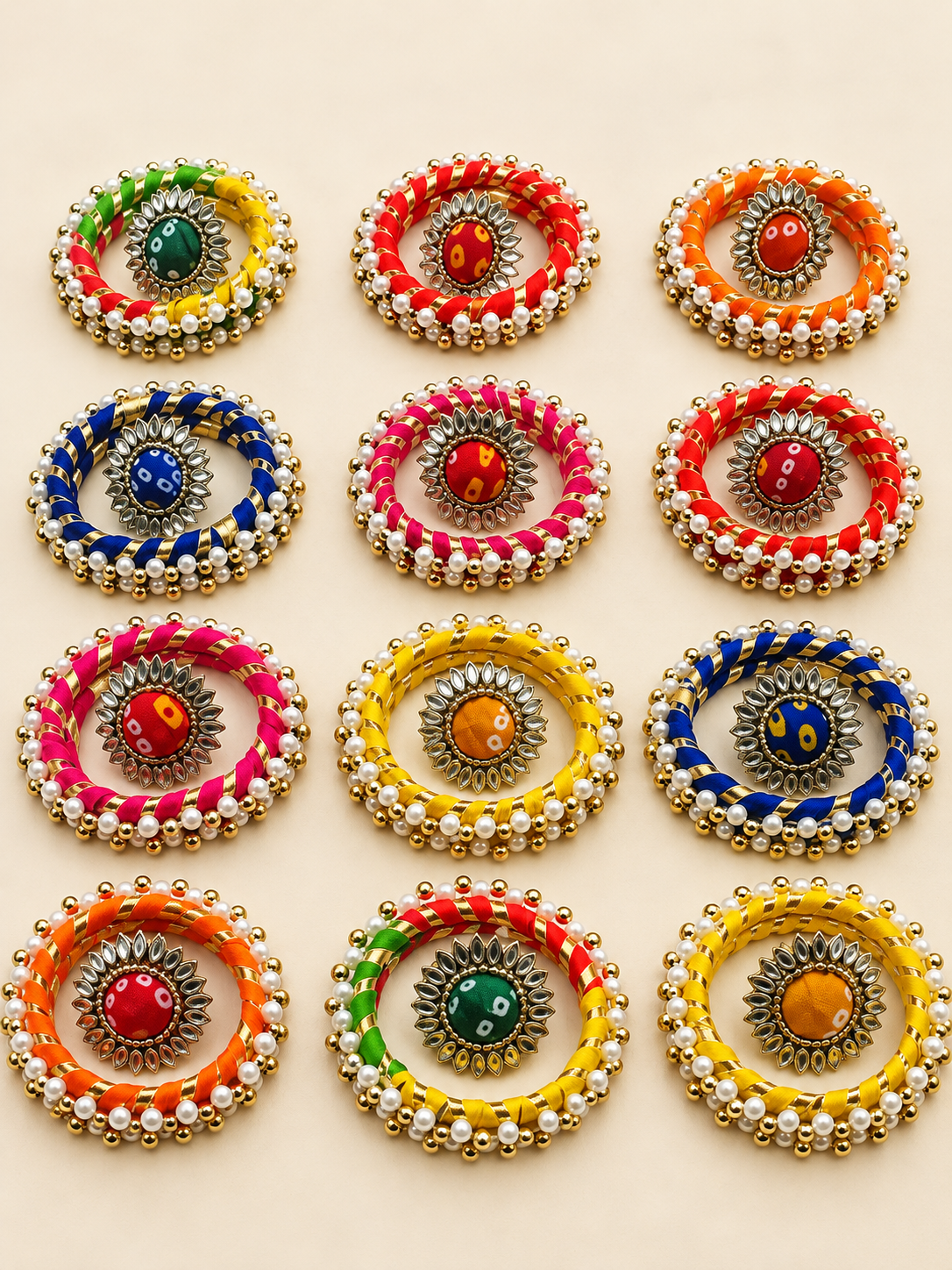 Thread Pearls Bangles and Bandheh  ring set