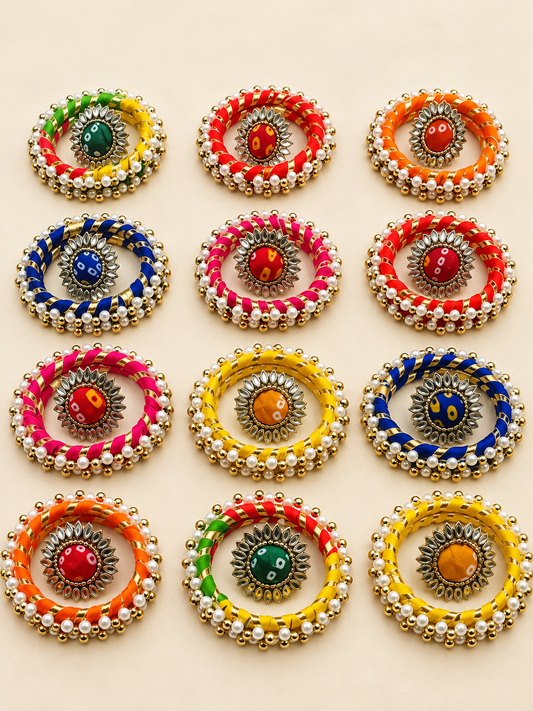 Thread Pearls Bangles and Bandheh  ring set