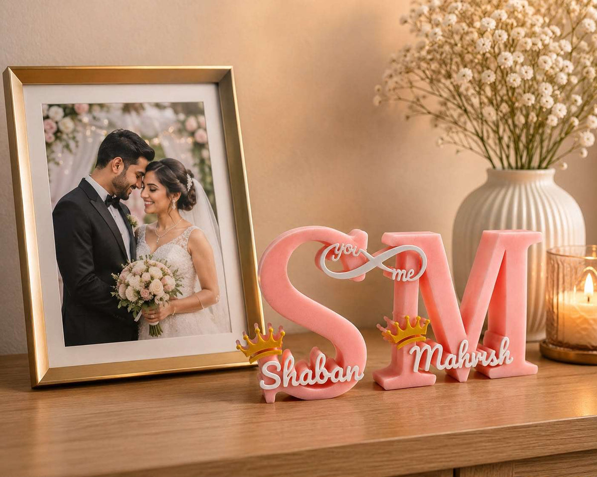 Couples Theme Personalised 3D Printed Name Stand