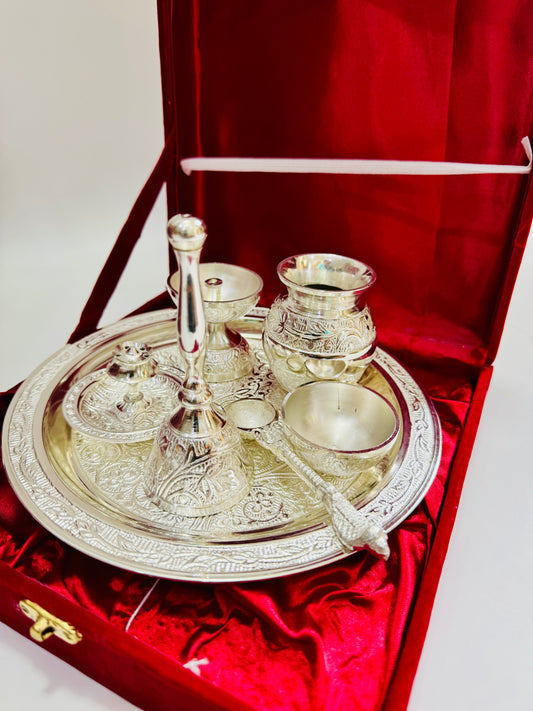 German silver pooja set