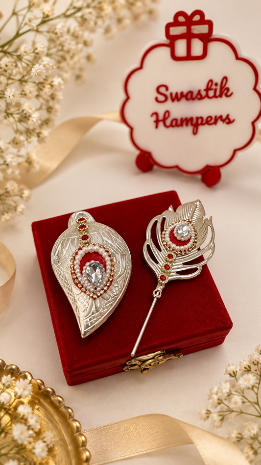 German silver Tilak Chopda & Tilak Stick