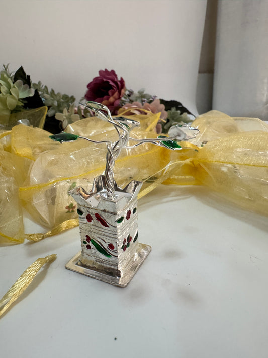 German Silver Tulsi Ji (With Meenakari Pot & Potli)