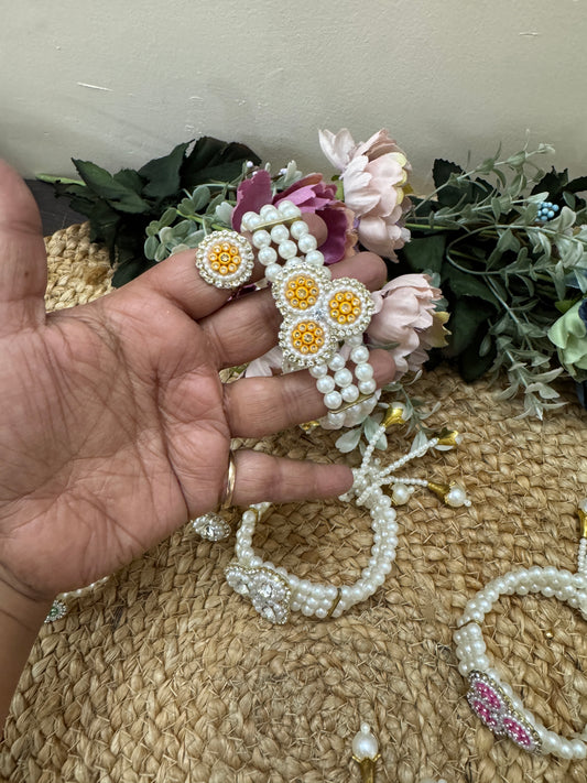 Pearl Bracelet & Ring Set – Wedding Haldi Mehendi Favour (Color Assorted)
