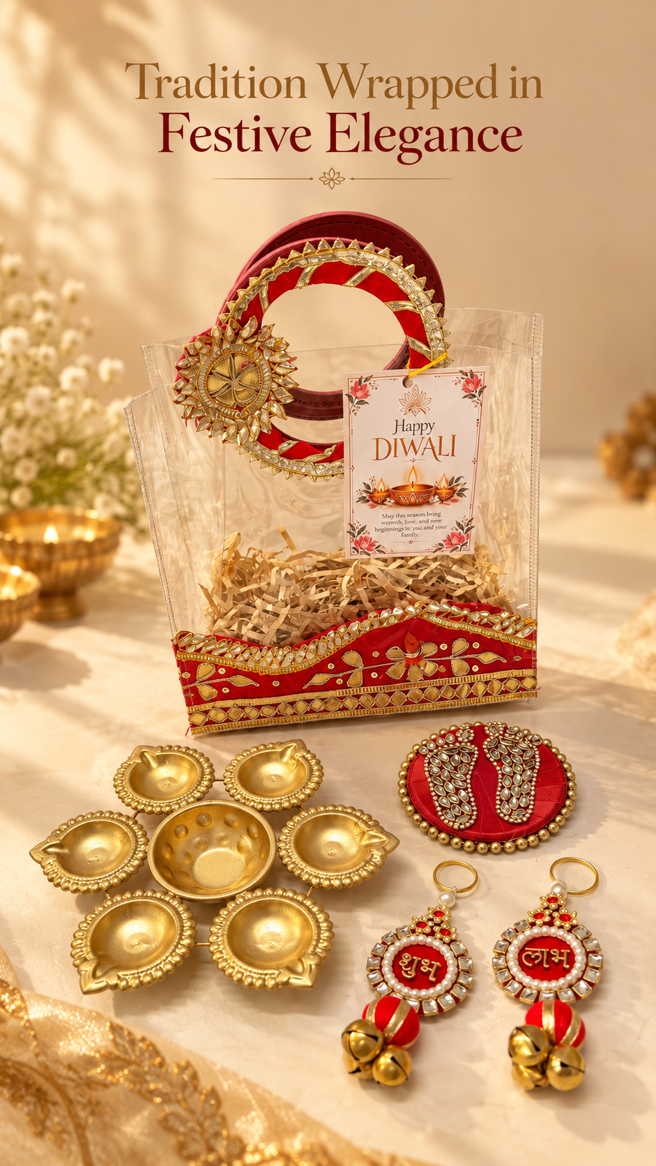 Traditional Premium Diwali Hamper with Designer PVC Bag & Festive Décor
