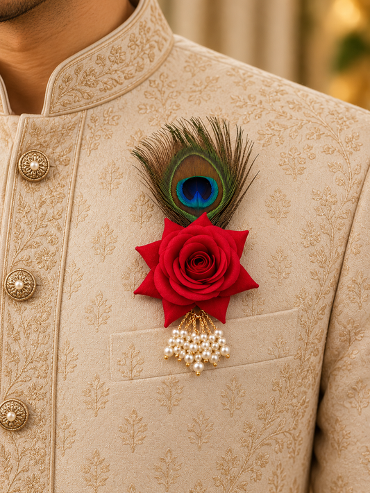 Red Rose Morpankh Brooch