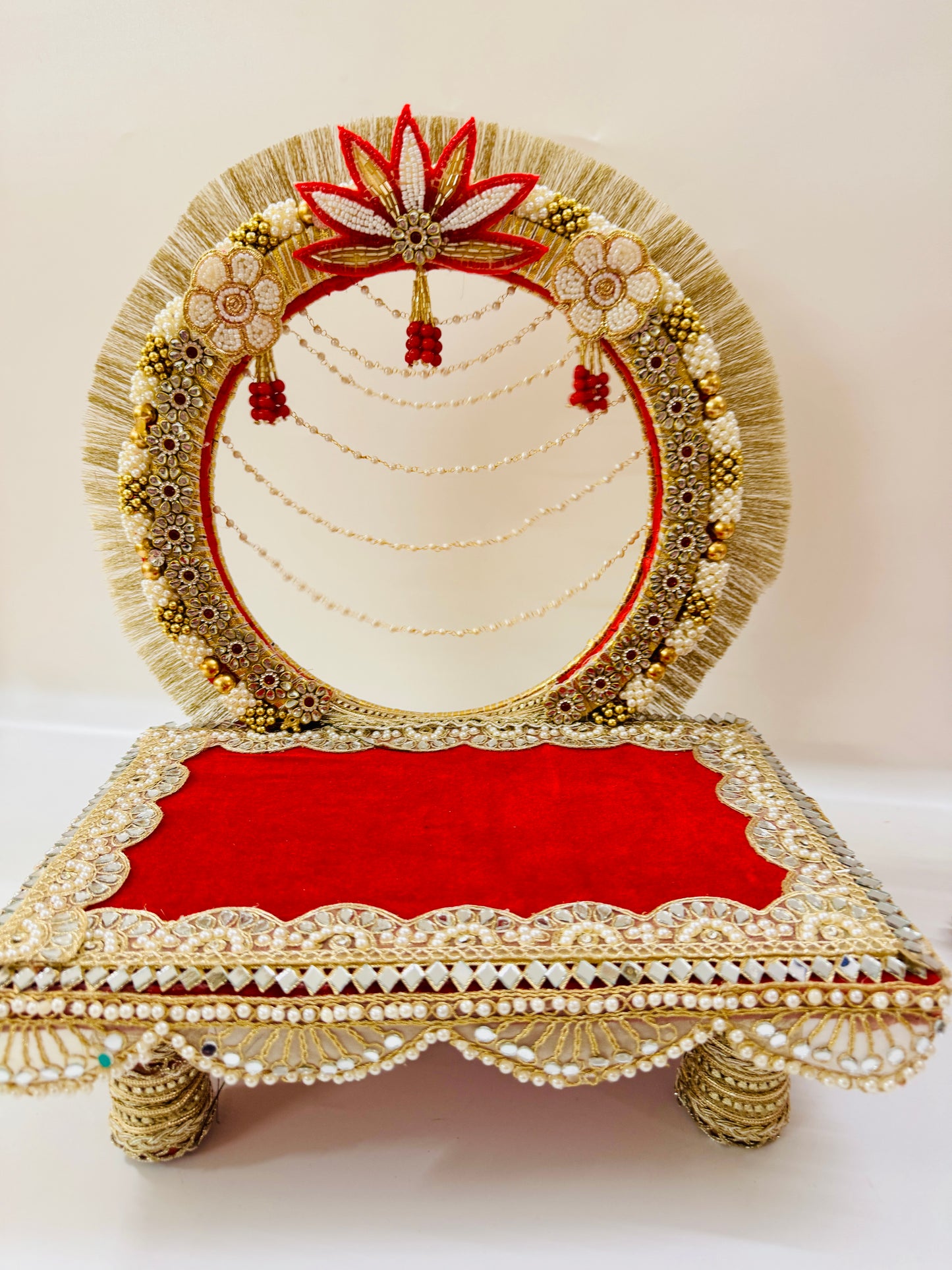 Wooden Singhasan Mandap with Chowki – | Pooja Decor
