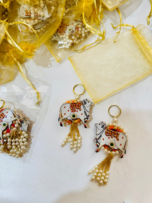 Pichwai shubh labh in organza potli
