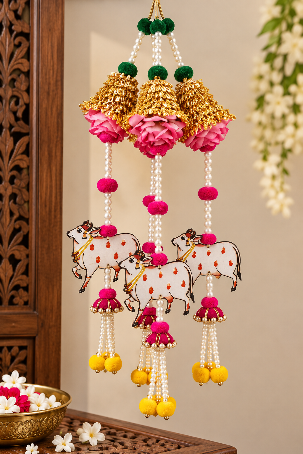 Decorative Pichwai Rose Gota flowers Hangings for Diwali - 1 piece