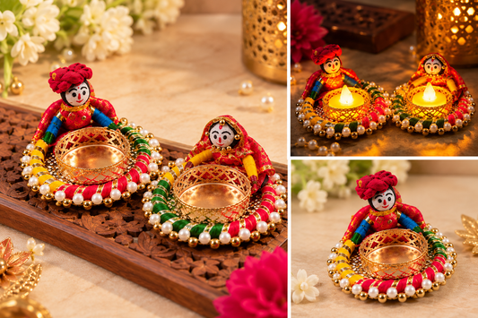 Raja Rani Puppets Tealight Candle holder stand (Pair)