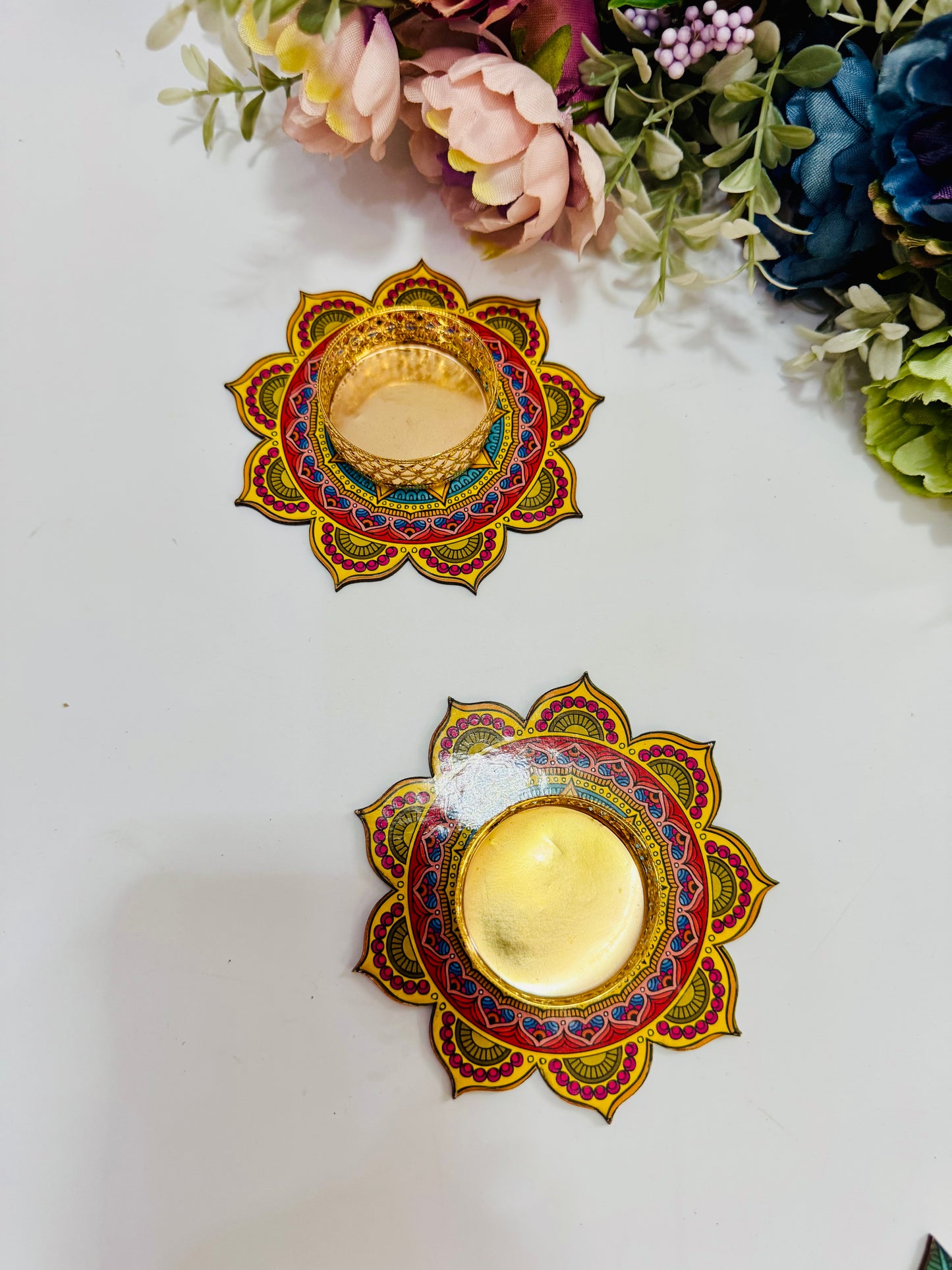 Mandala t light holder (pair)