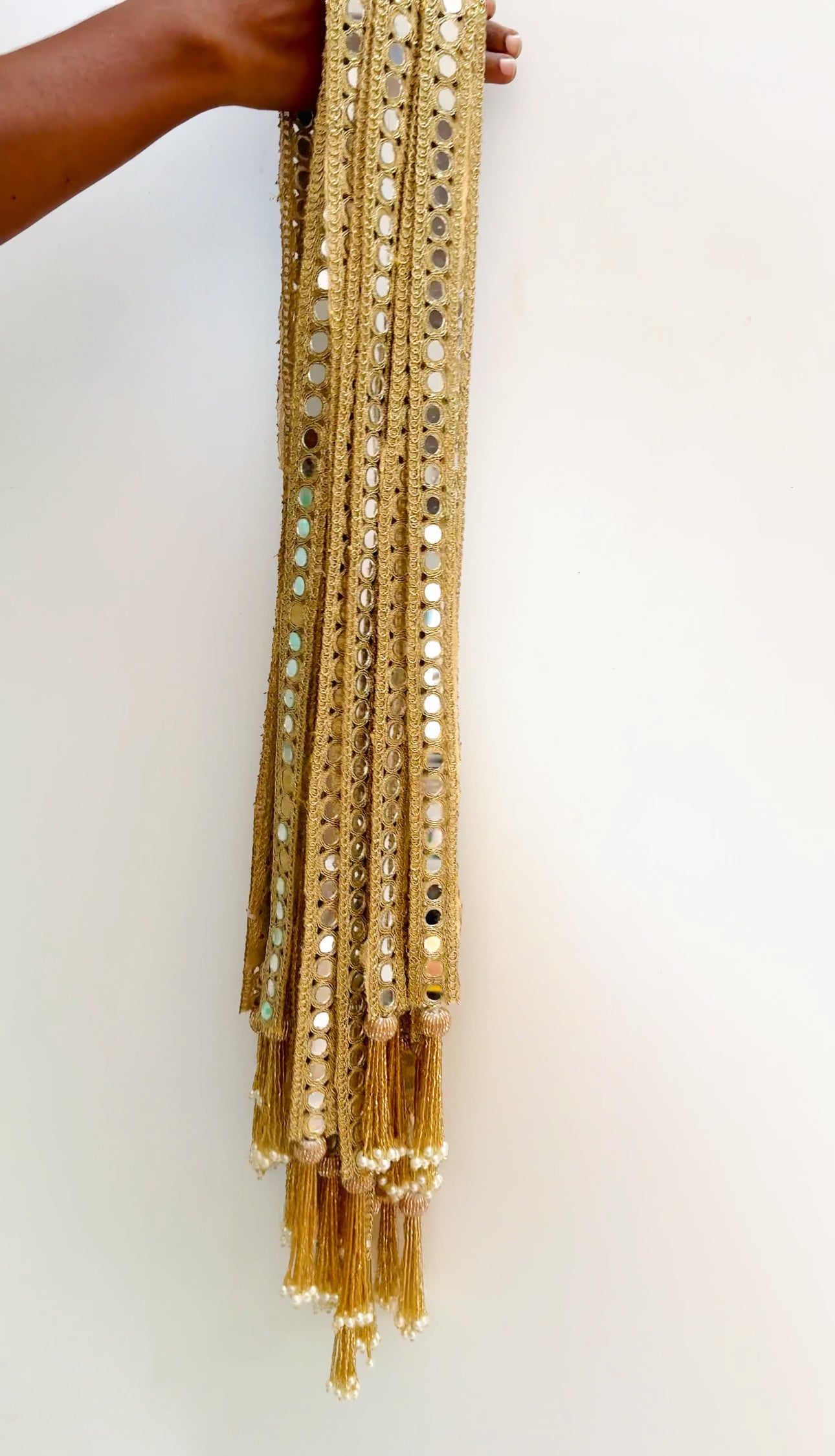 Golden mirror work swagat dupatta