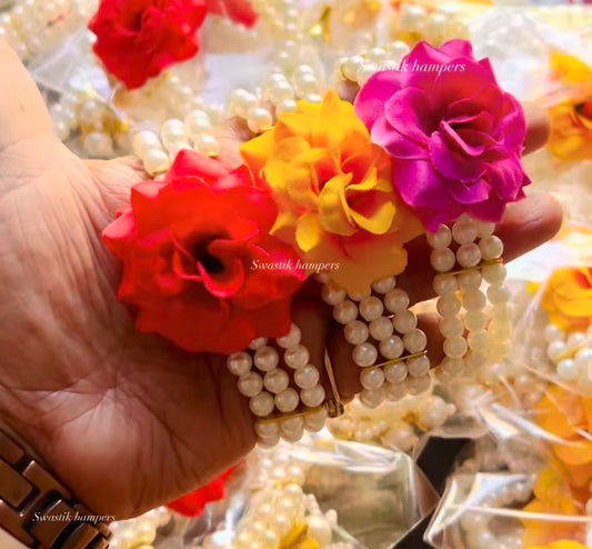 Floral Pearl Bracelet for Haldi & Mehendi (Phoolon Wali Jewellery)