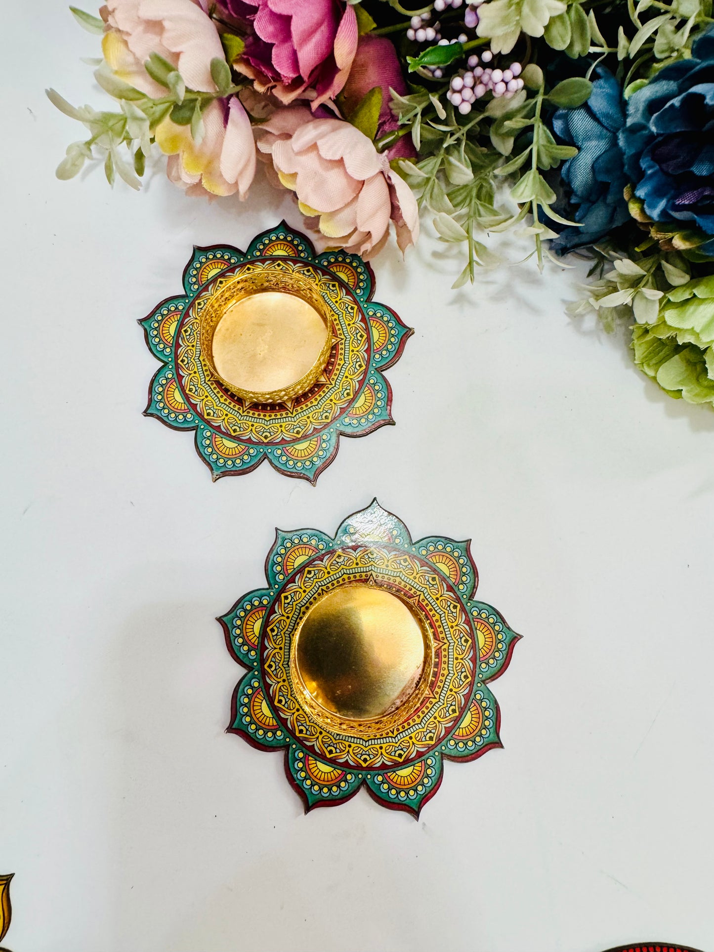 Mandala t light holder (pair)
