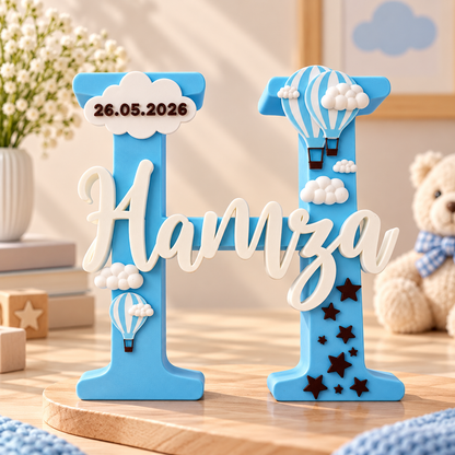 Baby Boy Birth Announcement Personalised 3D Printed Name Stand
