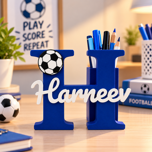 Personalised Football Name &amp; Initial Pen Stand ⚽✨