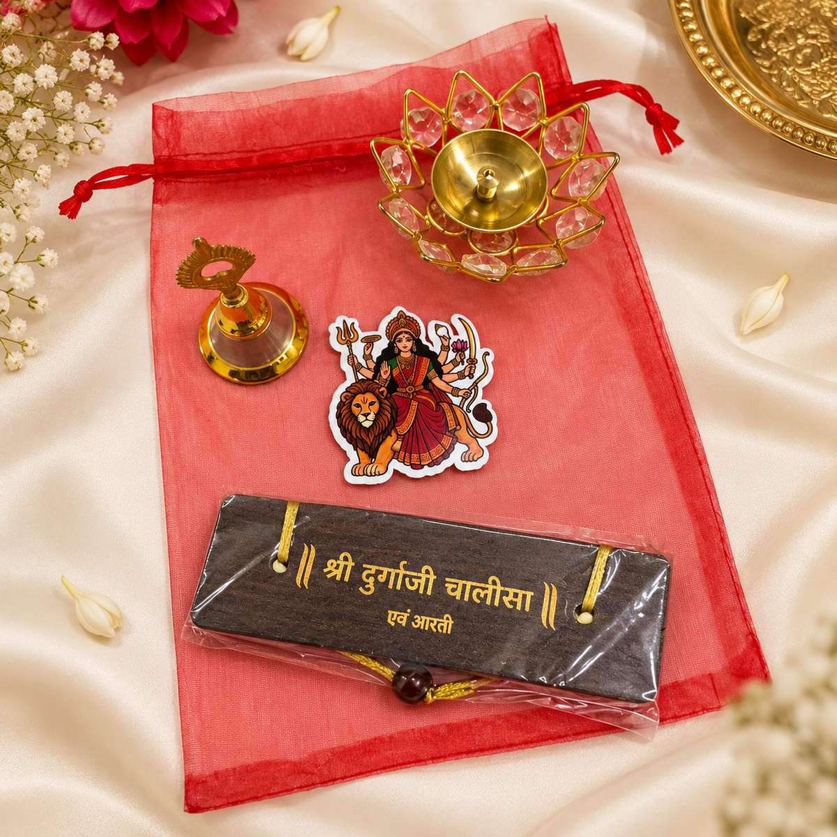 Metal Crystal diya Navratri Hamper
