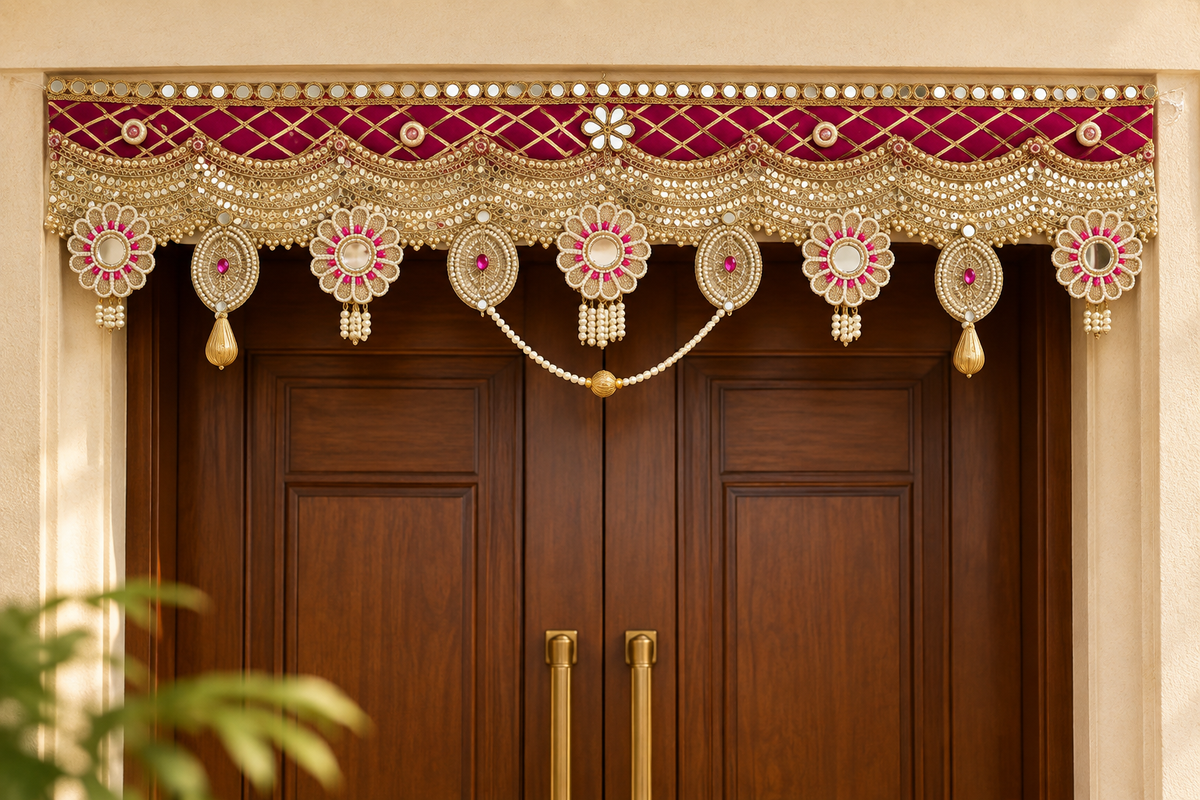 Premium Bandhanwar Banderwal | Gota, Mirror, Pearl & Kundan Work Toran