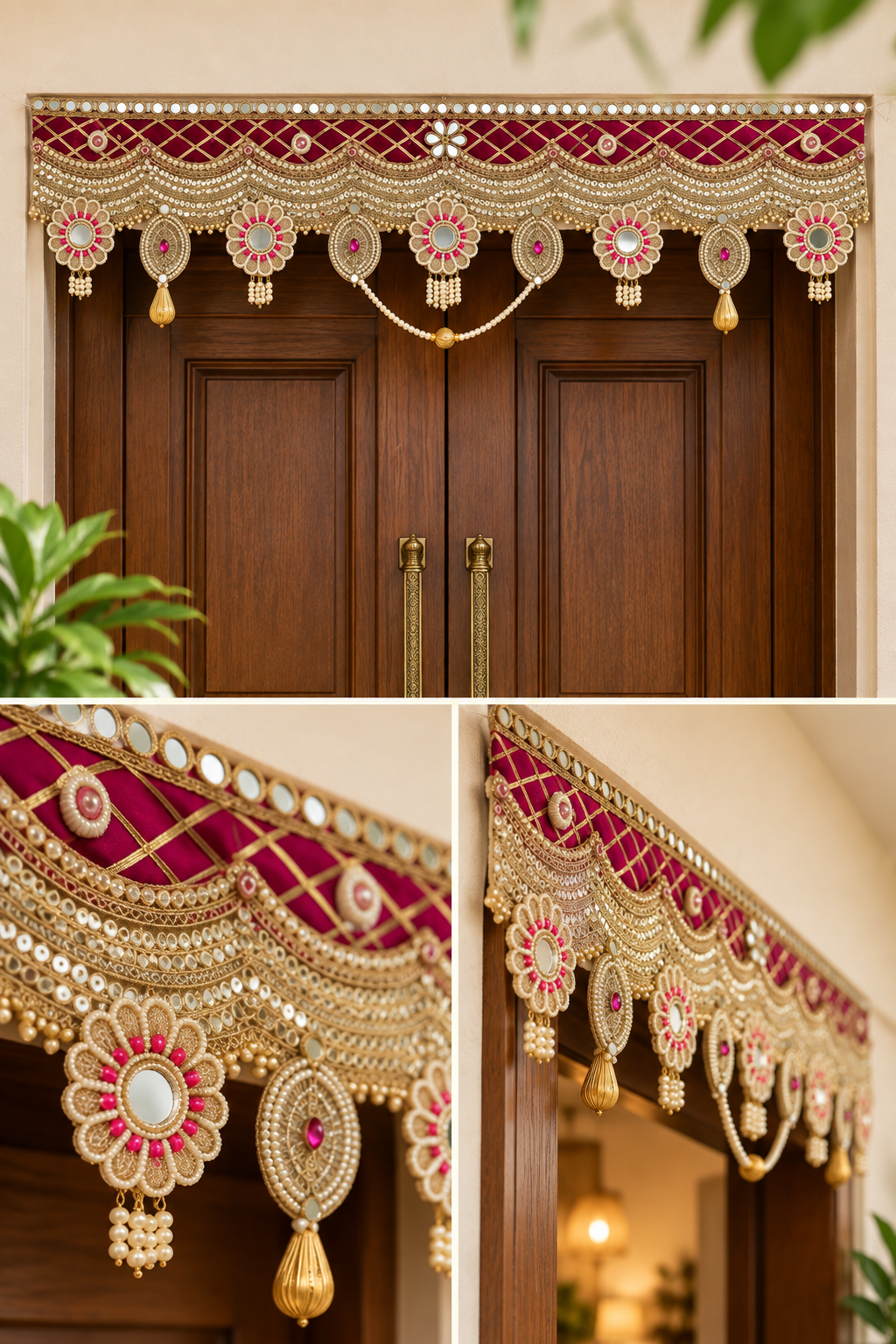 Premium Bandhanwar Banderwal | Gota, Mirror, Pearl & Kundan Work Toran