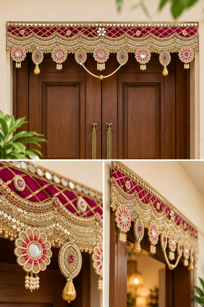 Premium Bandhanwar Banderwal | Gota, Mirror, Pearl & Kundan Work Toran