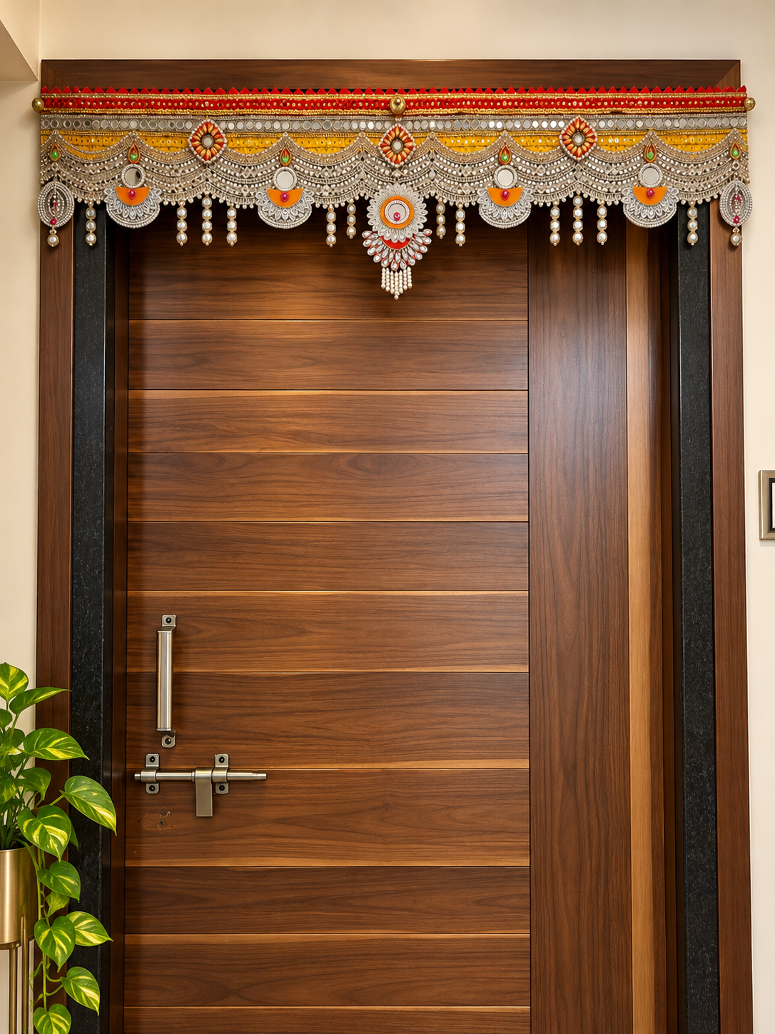 Premium Traditional Kundan & Pearl Toran – 52 Inches