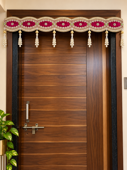 Premium Velvet Kundan & Pearl Work Toran – 52 Inches