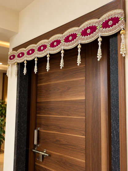 Premium Velvet Kundan & Pearl Work Toran – 52 Inches