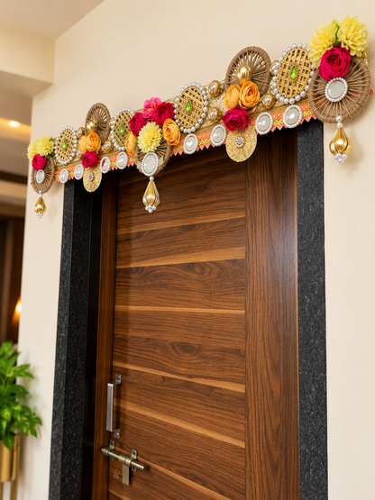Boho Jute & Floral Toran – Traditional Handmade Door Hanging