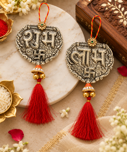 German Silver Shubh Labh pair