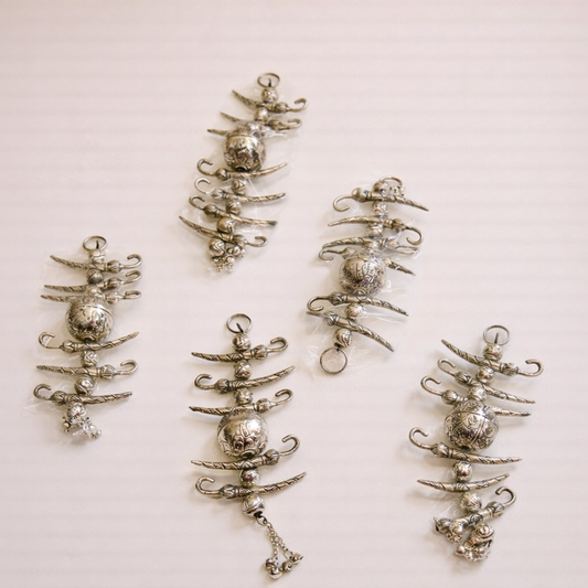 German Silver Nazar Battu Nimbu Mirchi Hanging | Evil Eye Protector for Home & Office