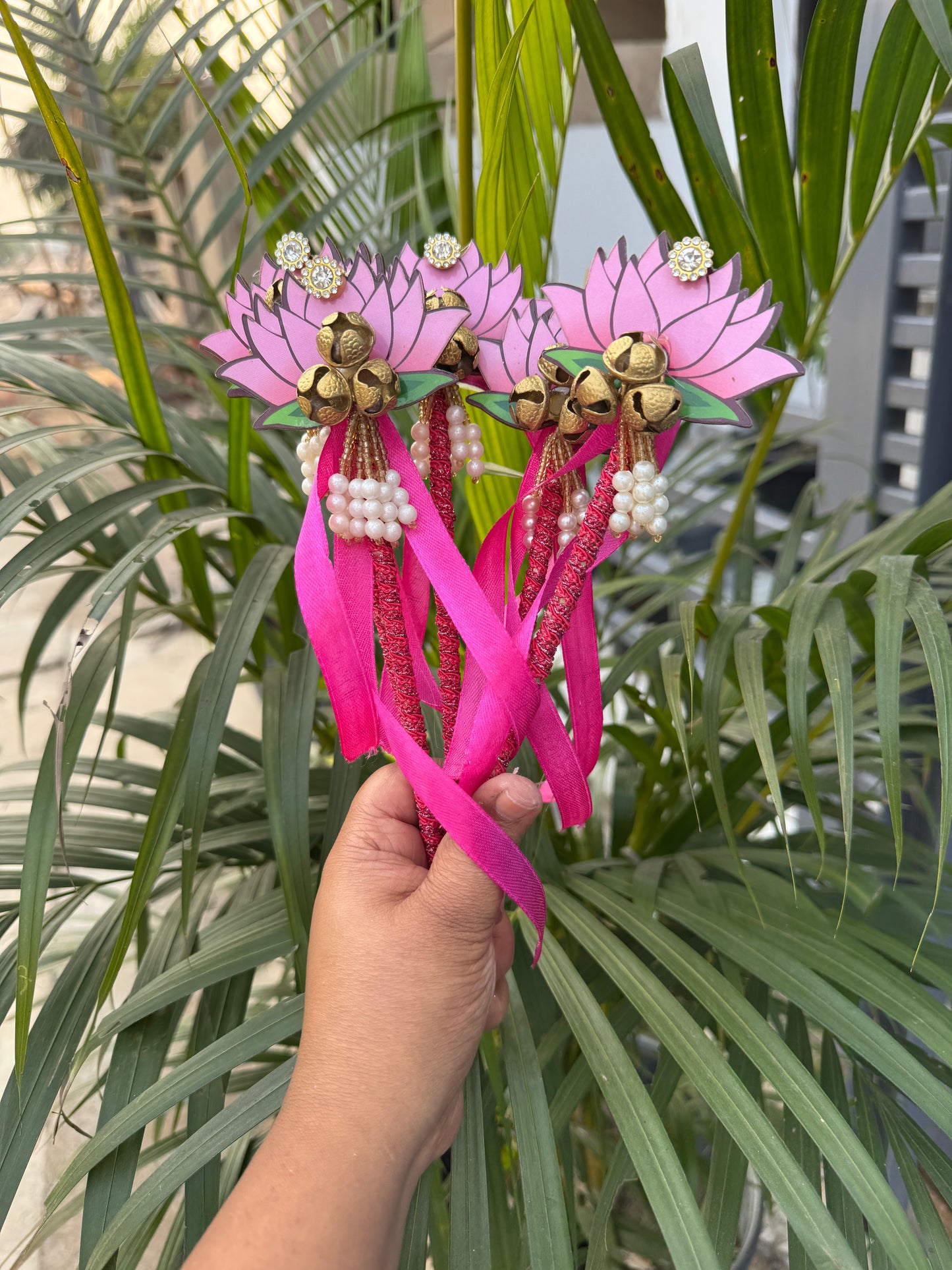 Lotus Wedding Phera Rattles | Handcrafted Lotus Phera Sticks for Indian Weddings