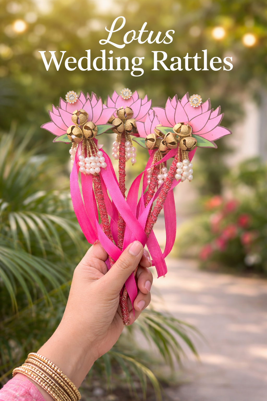 Lotus Wedding Phera Rattles | Handcrafted Lotus Phera Sticks for Indian Weddings