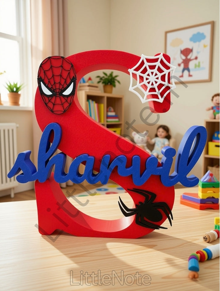 Spiderman Theme Personalised 3D Printed Name Stand