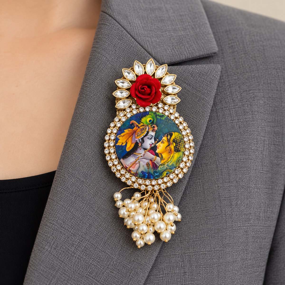 Radha Krishna Designer Brooch