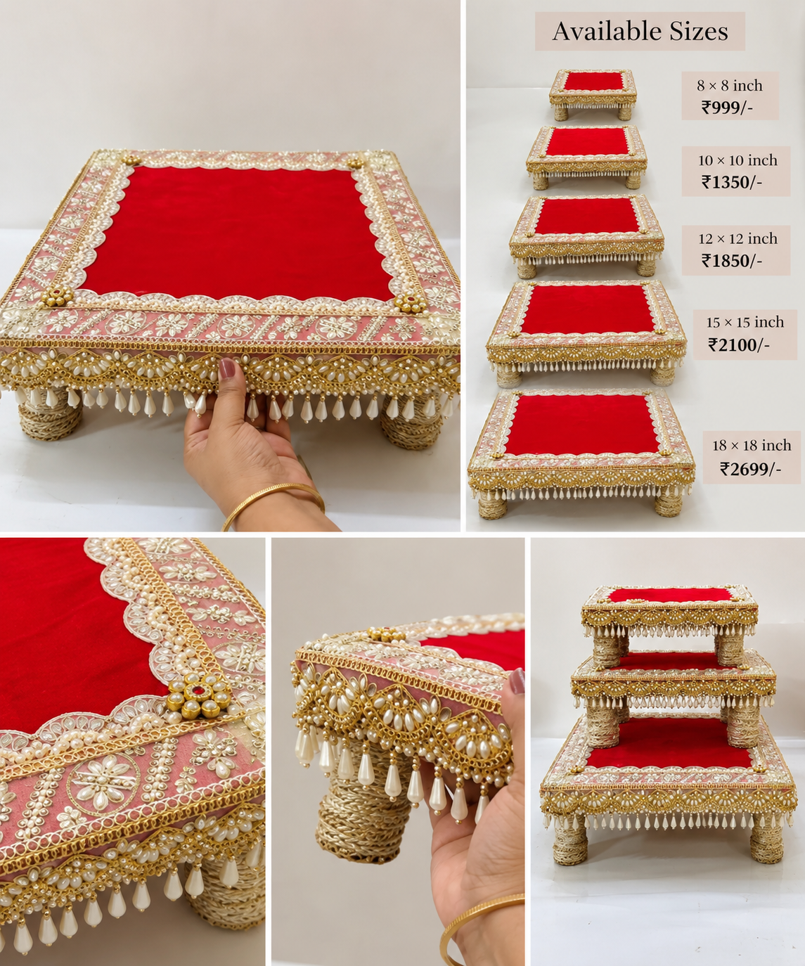 Royal Designer Wooden Chowki – Premium Wedding & Pooja Chowki