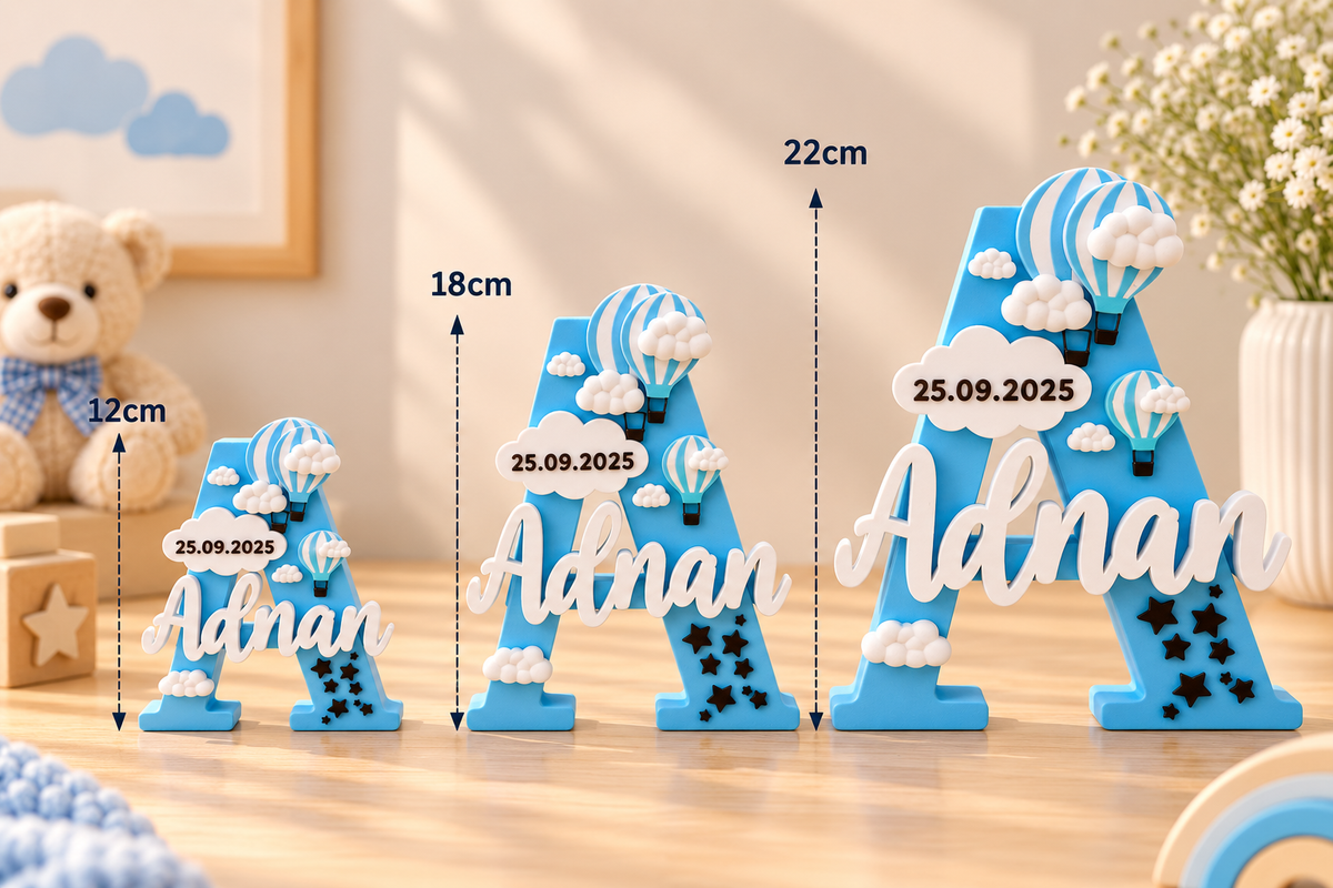Baby Boy Birth Announcement Personalised 3D Printed Name Stand