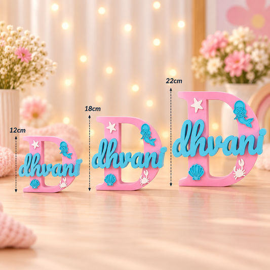 Mermaid Theme Personalised 3D Printed Name Stand