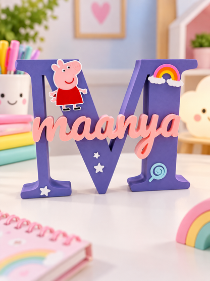 Peppa Pig Theme Personalised 3D Printed Name Stand