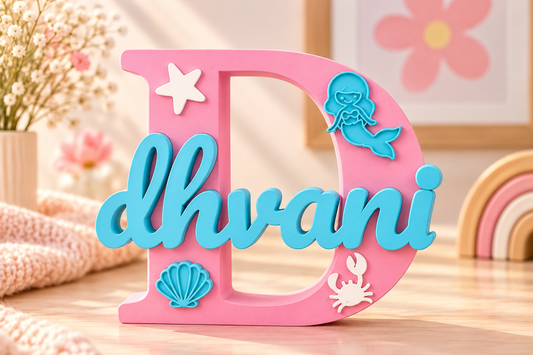 Mermaid Theme Personalised 3D Printed Name Stand